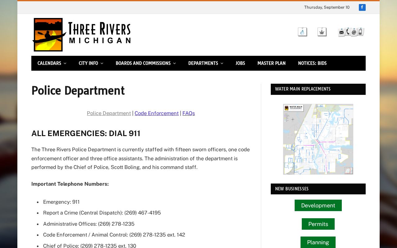 Three Rivers Police recent arrest and monthly report resources in St. Joseph County