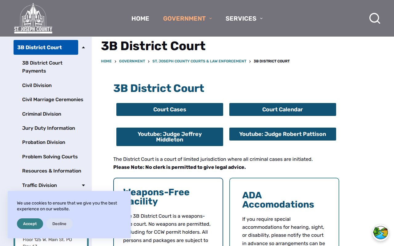 St. Joseph County 3B District Court official webpage